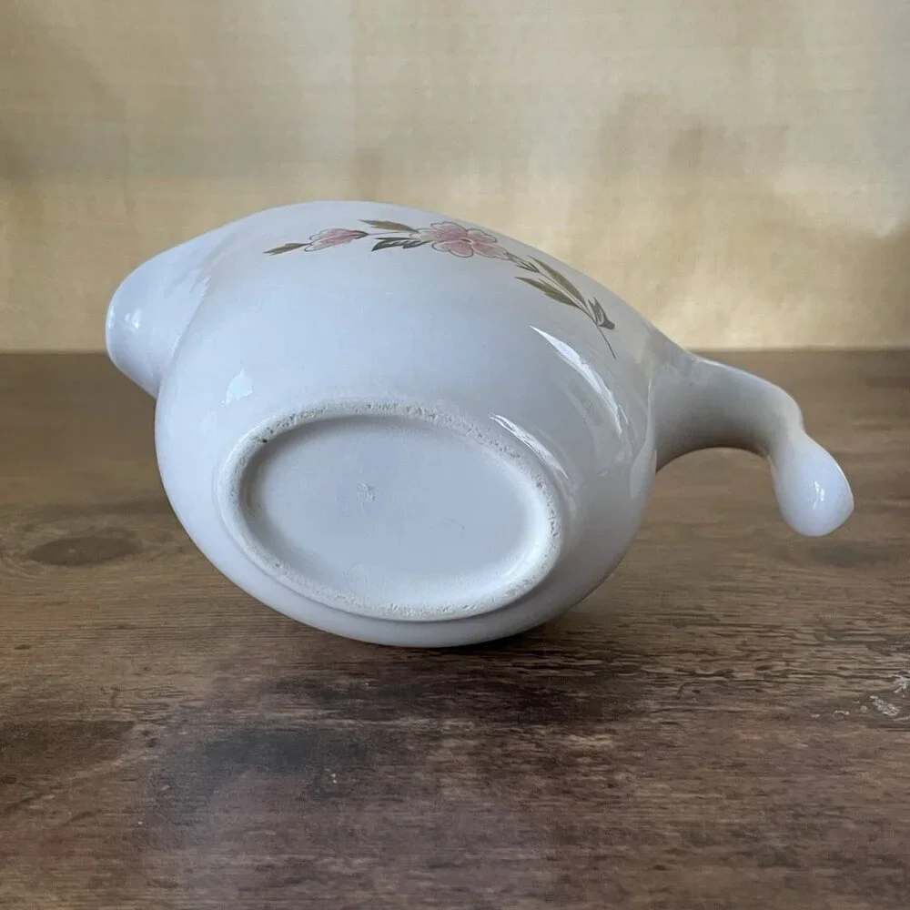 Vintage Taylor Smith Taylor Ever Yours Wild Quince Creamer Pink White Floral MCM